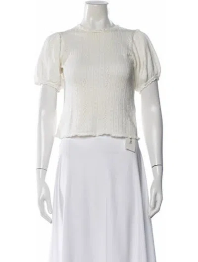 Pre-owned Doen Patterned Crew Neck Blouse In Neutral