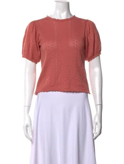 Pre-owned Doen Patterned Crew Neck Blouse In Pink