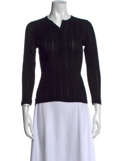 Pre-owned Doen Patterned Crew Neck Sweater In Black