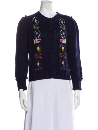 Pre-owned Doen Patterned Crew Neck Sweater In Blue