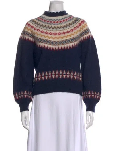 Pre-owned Doen Patterned Crew Neck Sweater In Blue