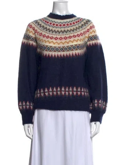Pre-owned Doen Patterned Crew Neck Sweater In Blue