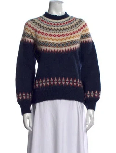 Pre-owned Doen Patterned Crew Neck Sweater In Blue