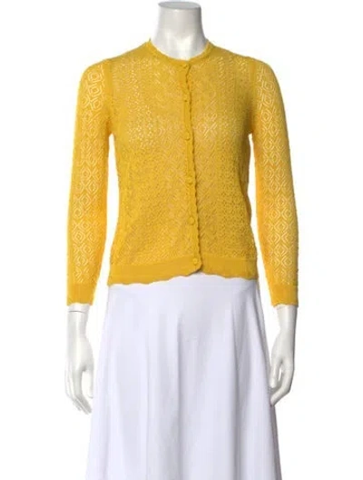 Pre-owned Doen Patterned Crew Neck Sweater W/ Tags In Yellow