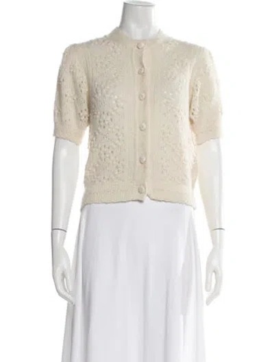 Pre-owned Doen Patterned Crew Neck Sweater In White