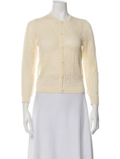 Pre-owned Doen Patterned Crew Neck Sweater In White