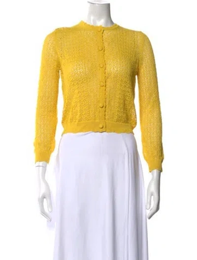 Pre-owned Doen Patterned Crew Neck Sweater In Yellow