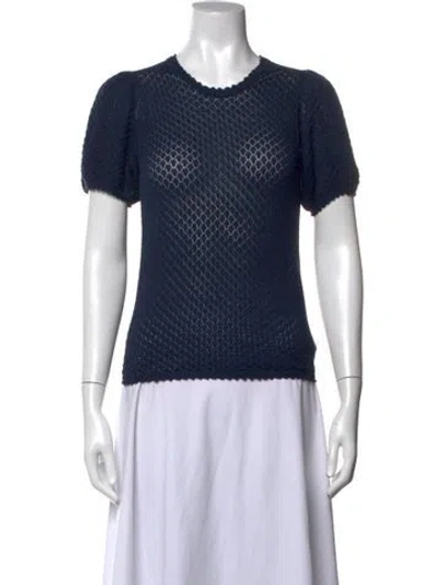 Pre-owned Doen Patterned Crew Neck Top In Blue