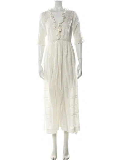 Pre-owned Doen Patterned Long Dress In Neutral
