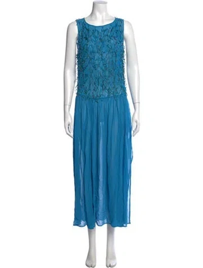 Pre-owned Doen Patterned Long Dress W/ Tags In Blue