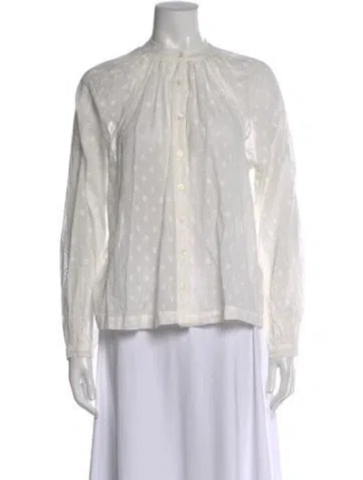 Pre-owned Doen Patterned Long Sleeve Blouse In Neutral