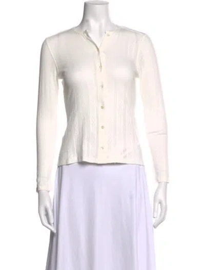 Pre-owned Doen Patterned Long Sleeve Button-up Top W/ Tags In White