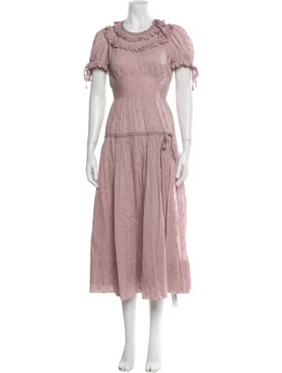 Pre-owned Doen Patterned Midi Length Dress In Purple