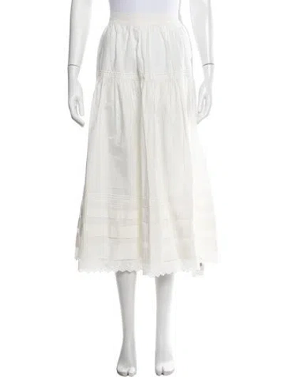 Pre-owned Doen Patterned Midi Length Skirt In White