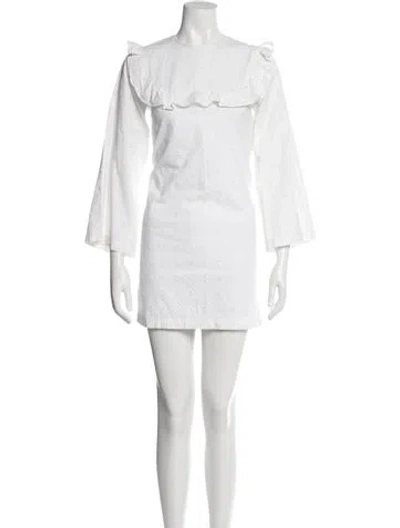 Pre-owned Doen Patterned Mini Dress In White