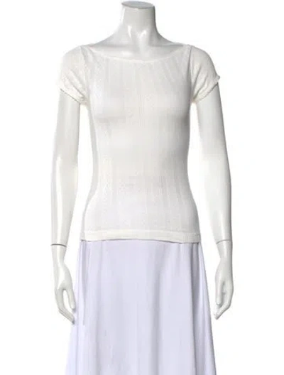 Pre-owned Doen Patterned Scoop Neck Top In White