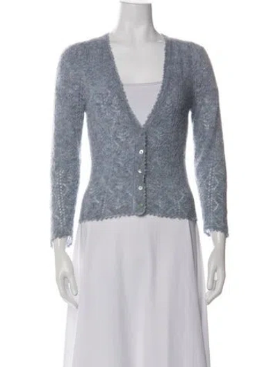 Pre-owned Doen Patterned V-neck Sweater In Blue