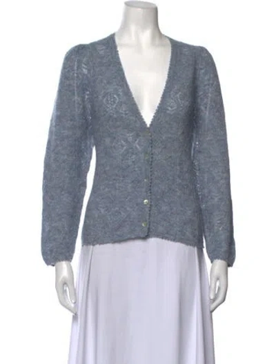 Pre-owned Doen Patterned V-neck Sweater In Blue