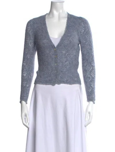 Pre-owned Doen Patterned V-neck Sweater In Blue