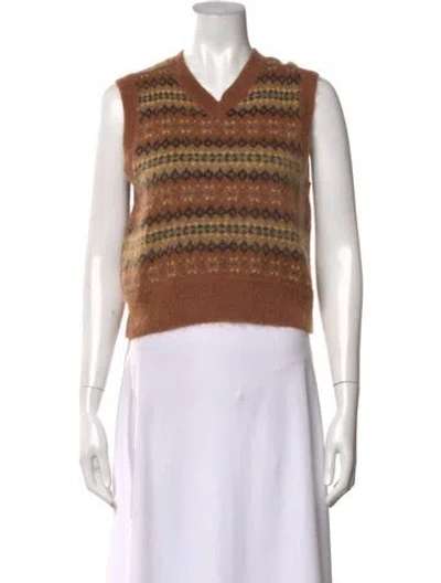 Pre-owned Doen Patterned V-neck Sweater In Multi