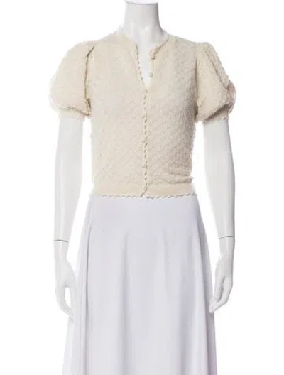 Pre-owned Doen Patterned V-neck Sweater In Neutrals