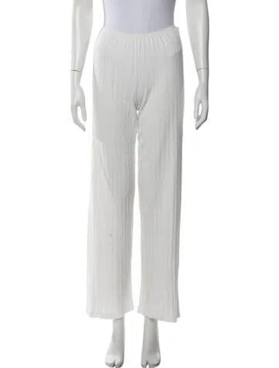 Pre-owned Doen Patterned Wide Leg Pants In White