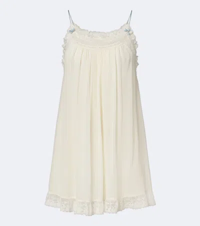 Doen Dôen Penelope Lace-trimmed Silk Georgette Minidress In White
