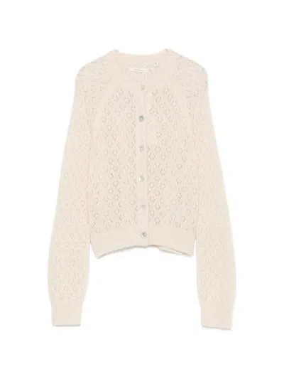 Doen Petra Pointelle-knit Cardigan In Neutral
