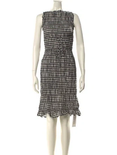 Pre-owned Doen Plaid Print Knee-length Dress In Neutral