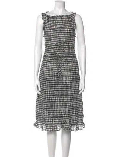 Pre-owned Doen Plaid Print Knee-length Dress In Silver