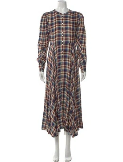 Pre-owned Doen Plaid Print Long Dress