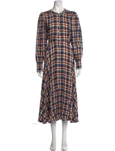 Pre-owned Doen Plaid Print Long Dress