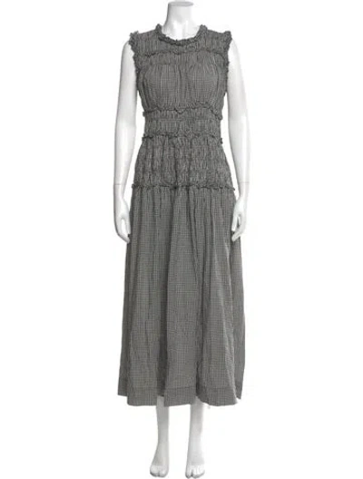 Pre-owned Doen Plaid Print Long Dress In Black