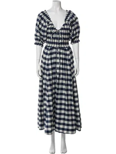 Pre-owned Doen Plaid Print Long Dress In Multi