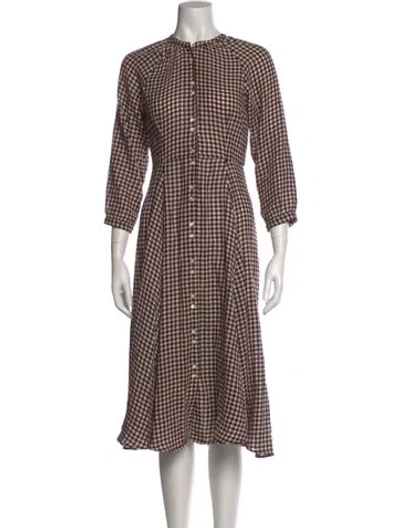 Pre-owned Doen Plaid Print Long Dress In Multi