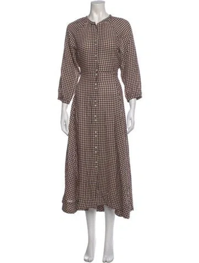 Pre-owned Doen Plaid Print Long Dress In Multi