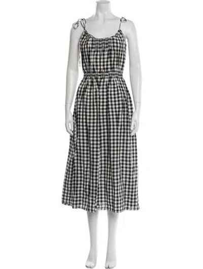 Pre-owned Doen Plaid Print Long Dress In Multi