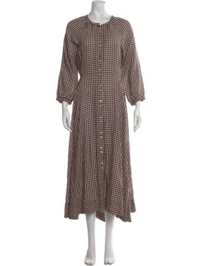 Pre-owned Doen Plaid Print Long Dress In Multi