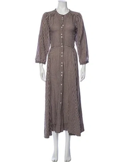 Pre-owned Doen Plaid Print Long Dress In Multi