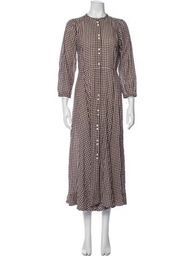 Pre-owned Doen Plaid Print Long Dress In Multi