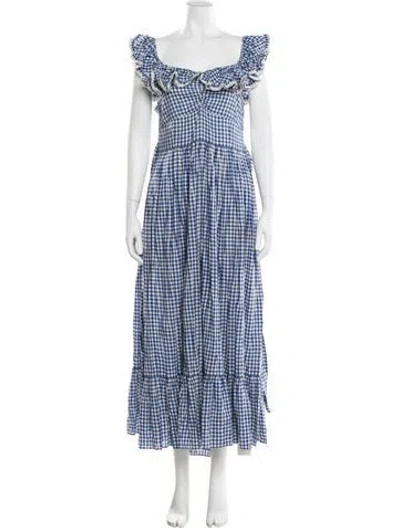 Pre-owned Doen Plaid Print Long Dress In Multi