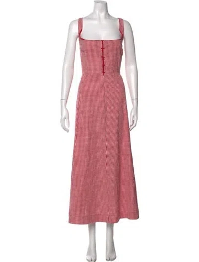 Pre-owned Doen Plaid Print Long Dress In Multi