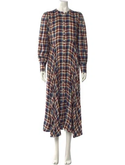 Pre-owned Doen Plaid Print Long Dress W/ Tags