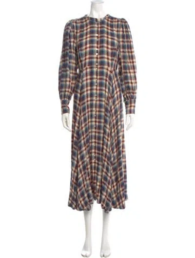 Pre-owned Doen Plaid Print Long Dress W/ Tags