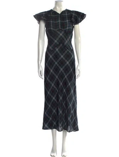 Pre-owned Doen Plaid Print Long Dress W/ Tags In Multi