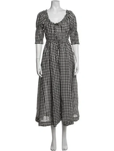 Pre-owned Doen Plaid Print Long Dress W/ Tags In Multi