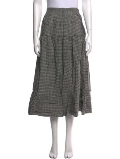 Pre-owned Doen Plaid Print Long Skirt In Multi