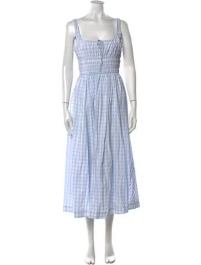 Pre-owned Doen Plaid Print Midi Length Dress In Blue