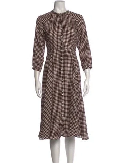 Pre-owned Doen Plaid Print Midi Length Dress In Multi