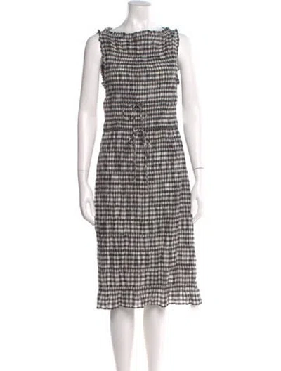 Pre-owned Doen Plaid Print Midi Length Dress In Multi
